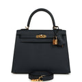 Hermes Kelly Sellier 25 Bleu Indigo Epsom Gold Hardware