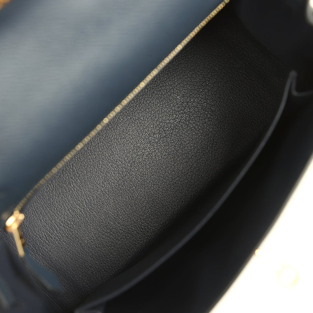 Hermes Kelly Sellier 25 Bleu Indigo Epsom Gold Hardware