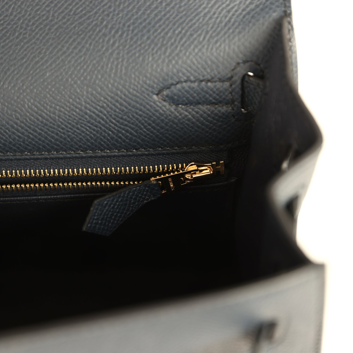 Hermes Kelly Sellier 25 Bleu Indigo Epsom Gold Hardware
