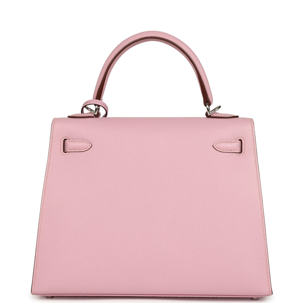 Pre-owned Hermes Kelly Sellier 25 Mauve Sylvestre Epsom Palladium Hardware
