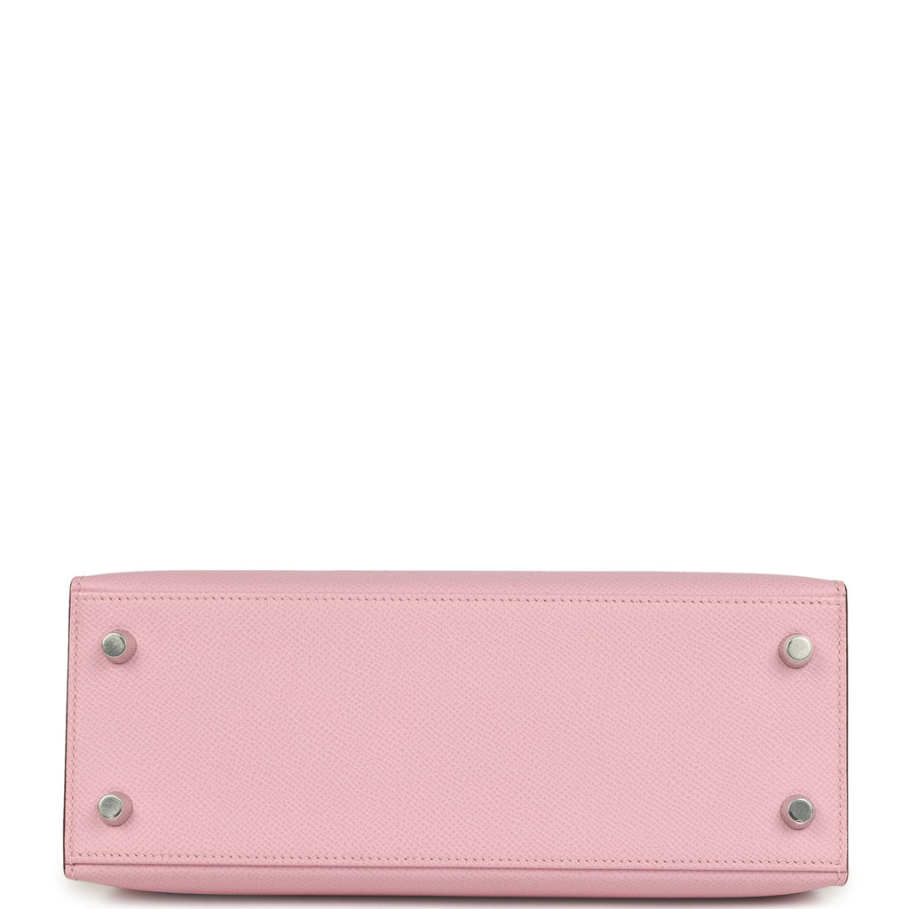 Pre-owned Hermes Kelly Sellier 25 Mauve Sylvestre Epsom Palladium Hardware