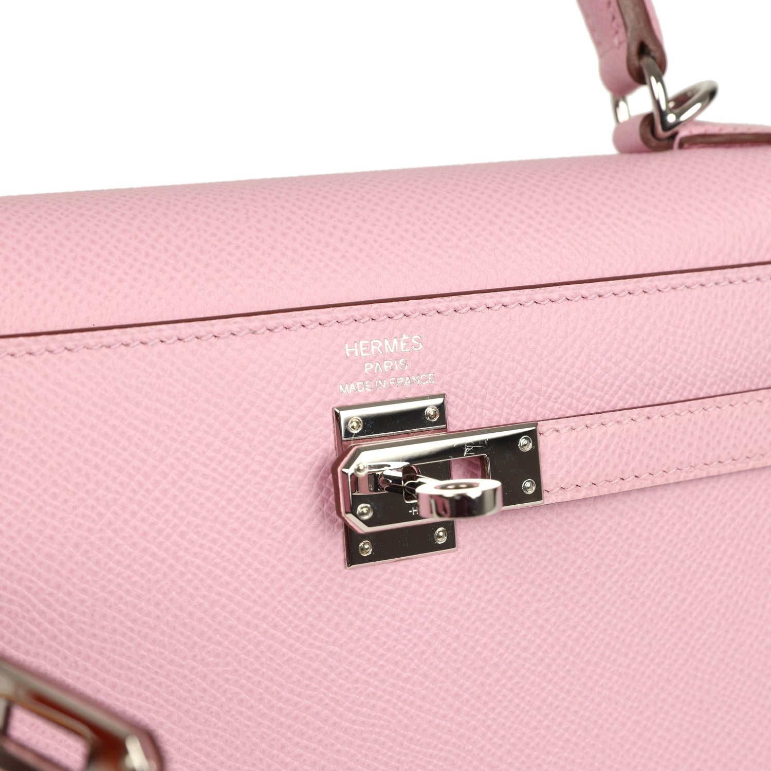 Pre-owned Hermes Kelly Sellier 25 Mauve Sylvestre Epsom Palladium Hardware