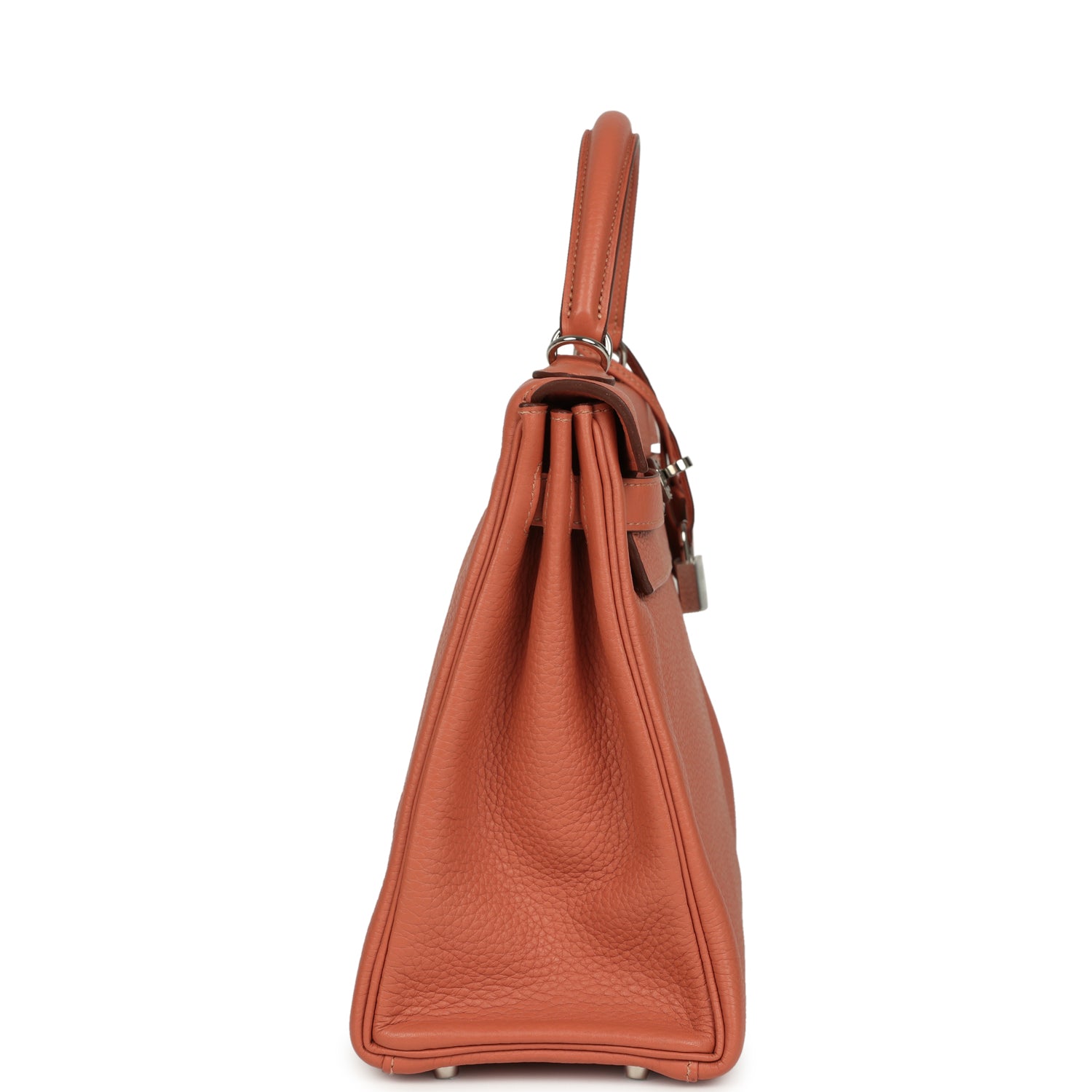 Pre-owned Hermes Kelly Retourne 32 Rose Tea Clemence Palladium Hardware