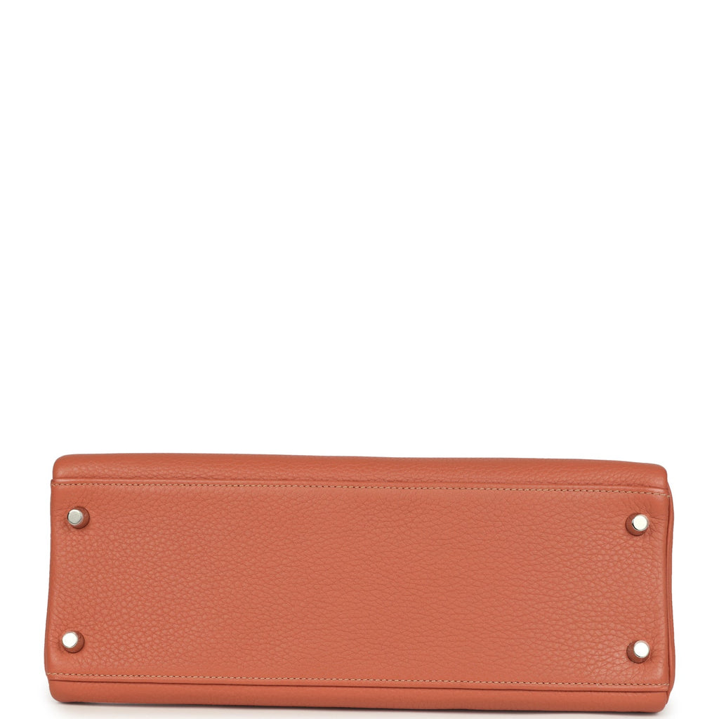Pre-owned Hermes Kelly Retourne 32 Rose Tea Clemence Palladium Hardware