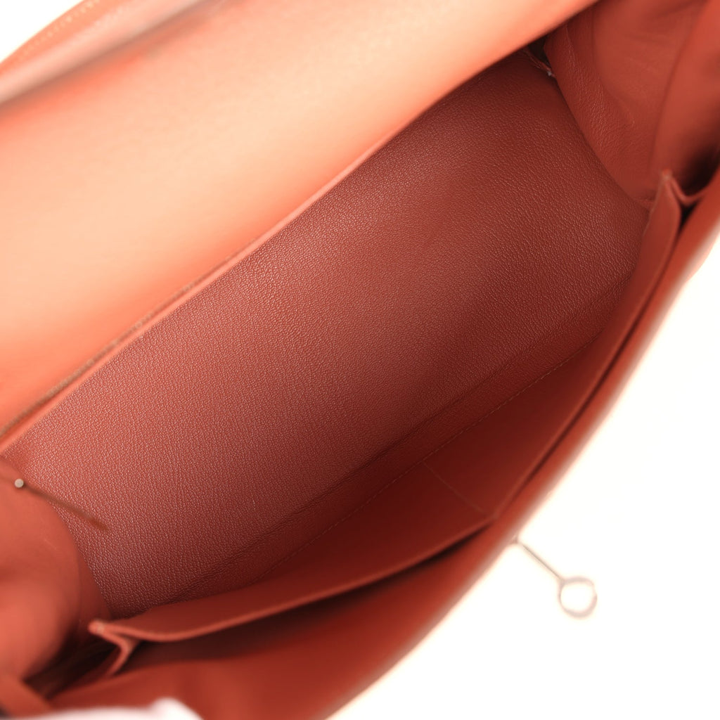 Pre-owned Hermes Kelly Retourne 32 Rose Tea Clemence Palladium Hardware