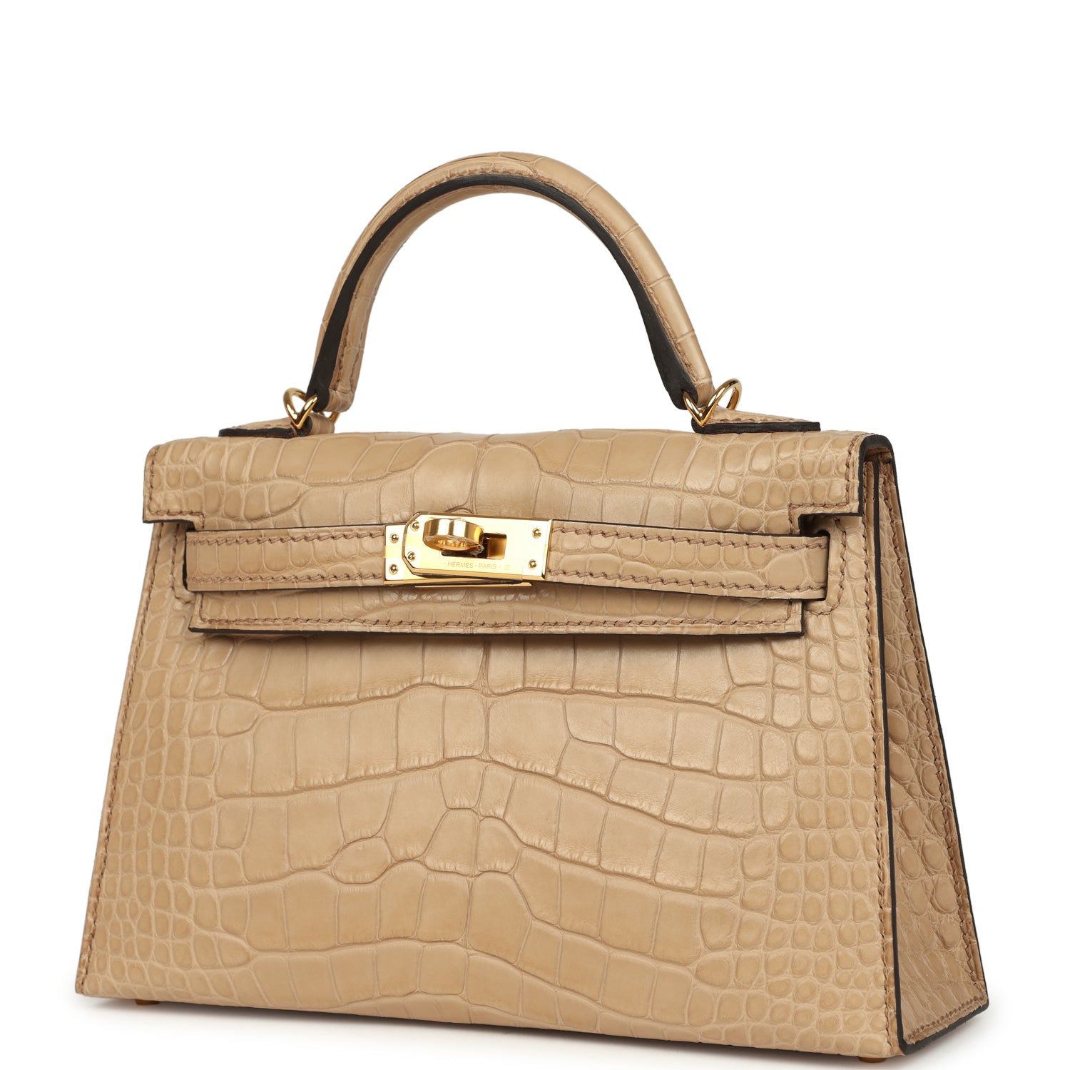 Hermes Kelly Sellier 20 Chai Matte Alligator Gold Hardware