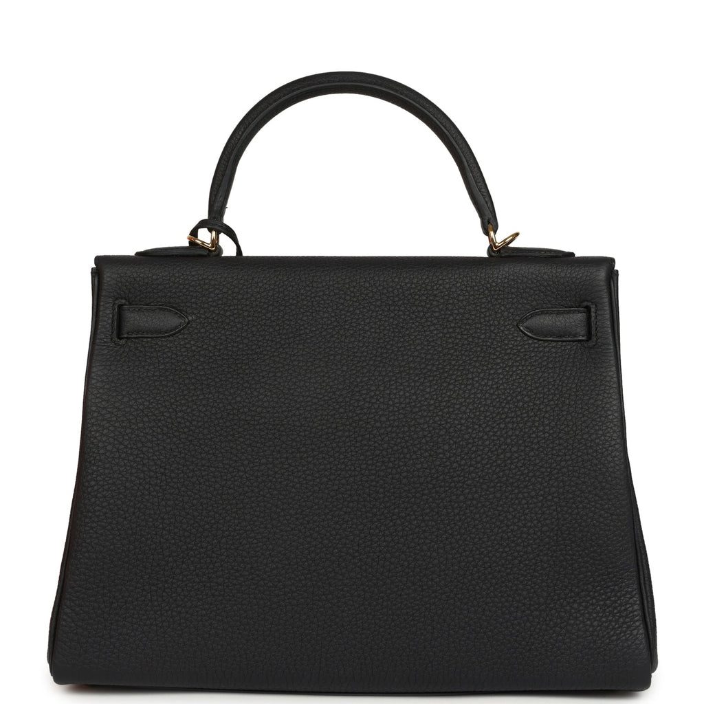 Hermes Kelly Retourne 32 Black Togo Gold Hardware