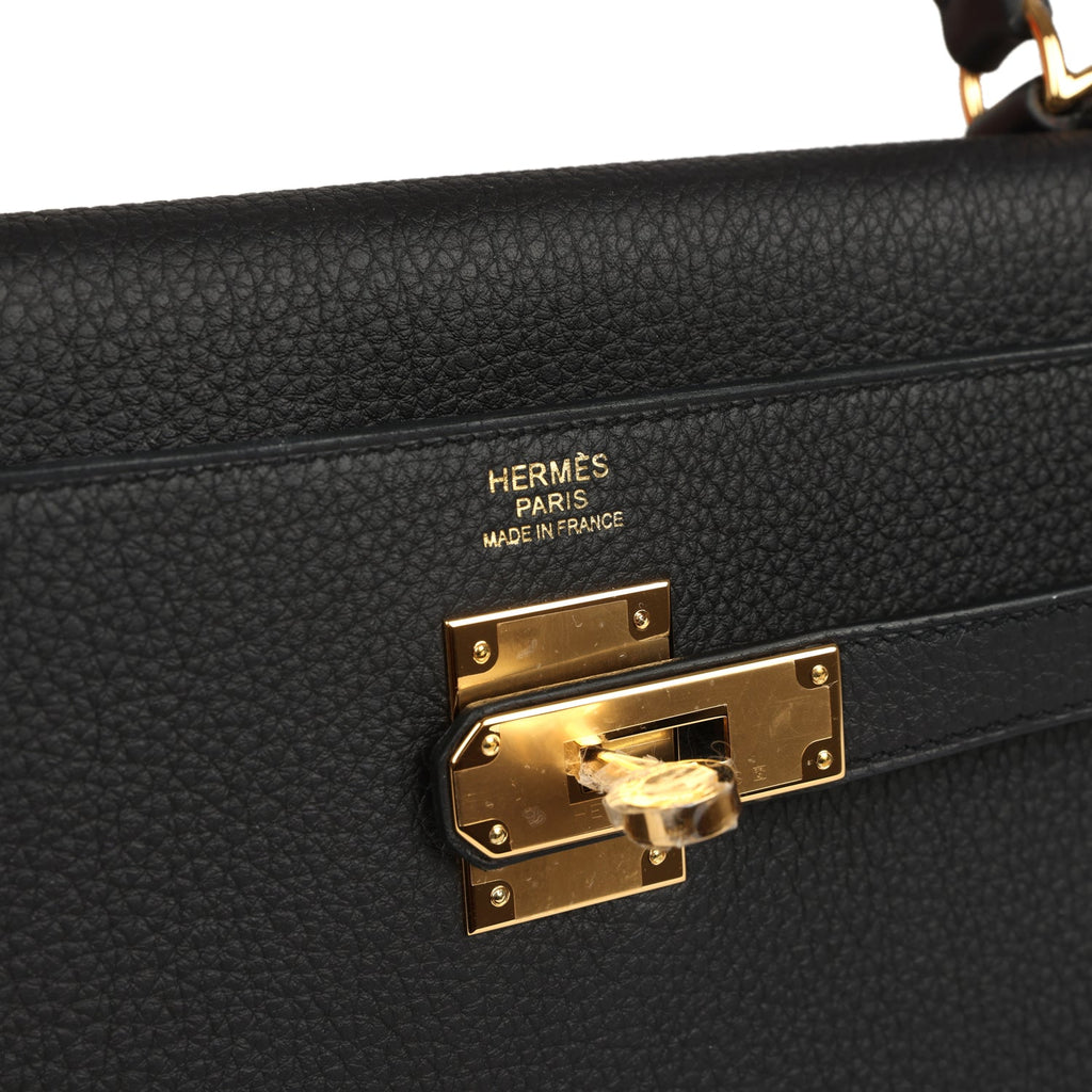Hermes Kelly Retourne 32 Black Togo Gold Hardware