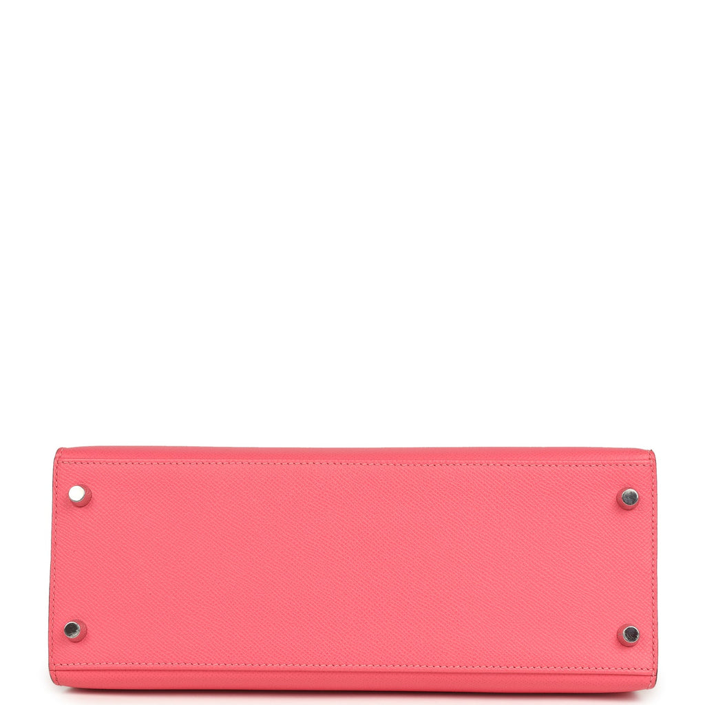 Pre-owned Hermes Kelly Sellier 28 Rose Azalee Epsom Palladium Hardware