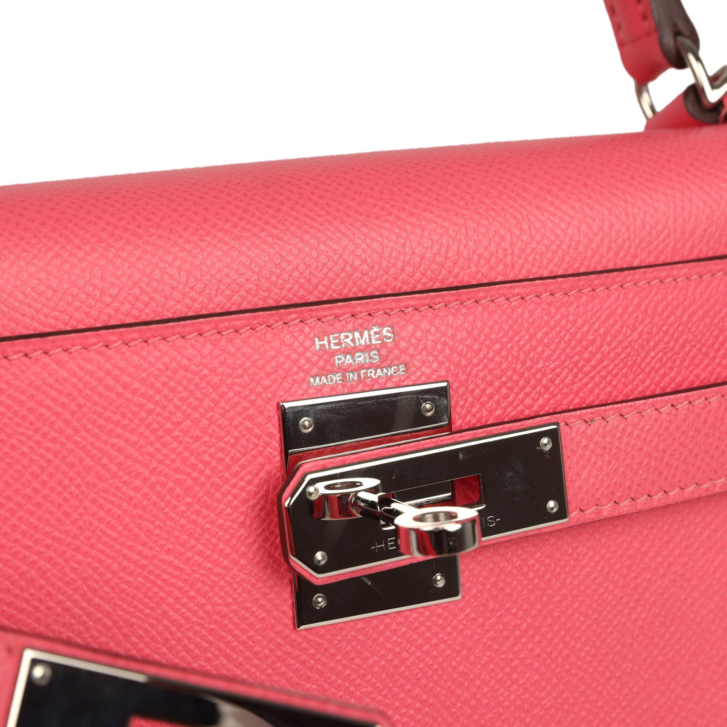 Pre-owned Hermes Kelly Sellier 28 Rose Azalee Epsom Palladium Hardware