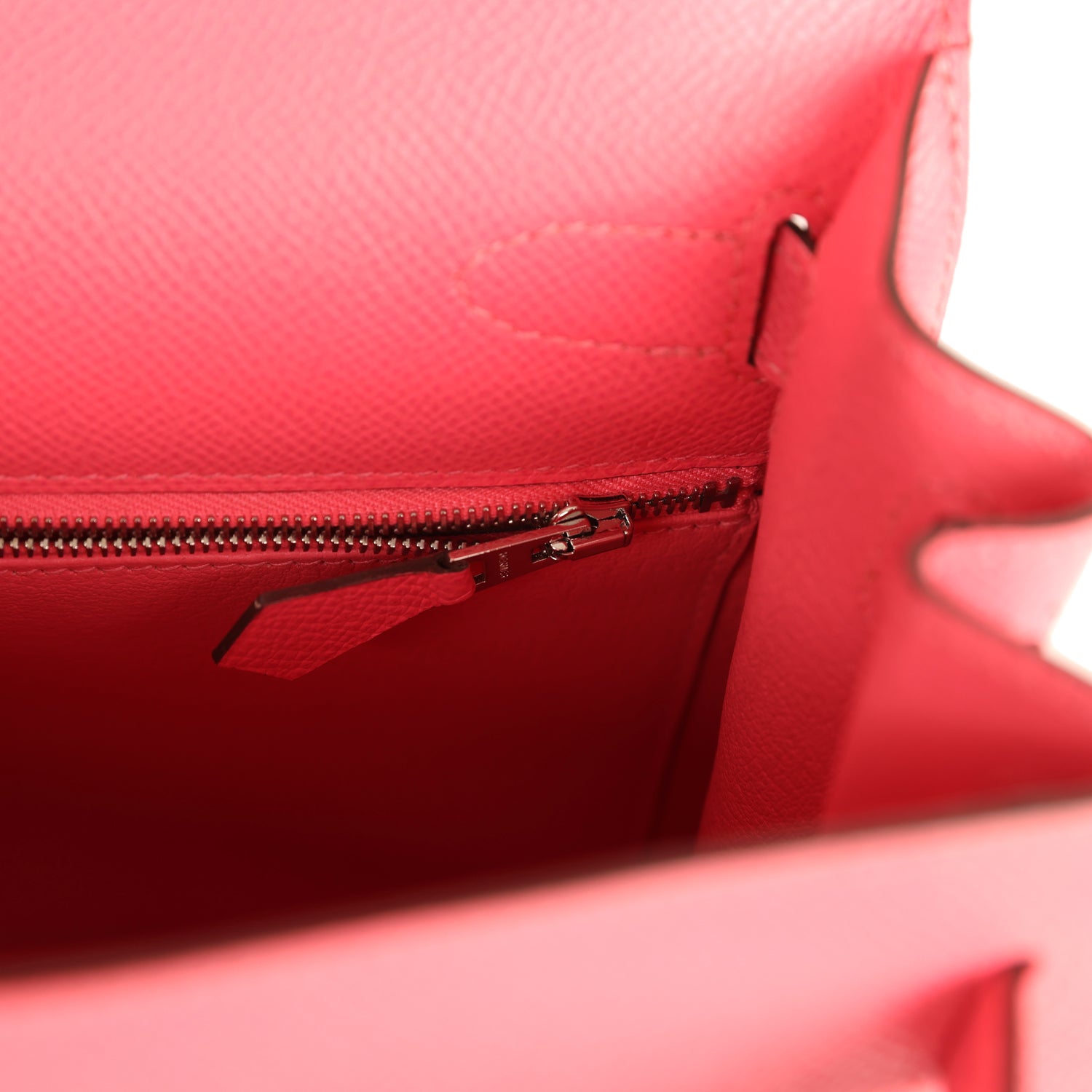 Pre-owned Hermes Kelly Sellier 28 Rose Azalee Epsom Palladium Hardware