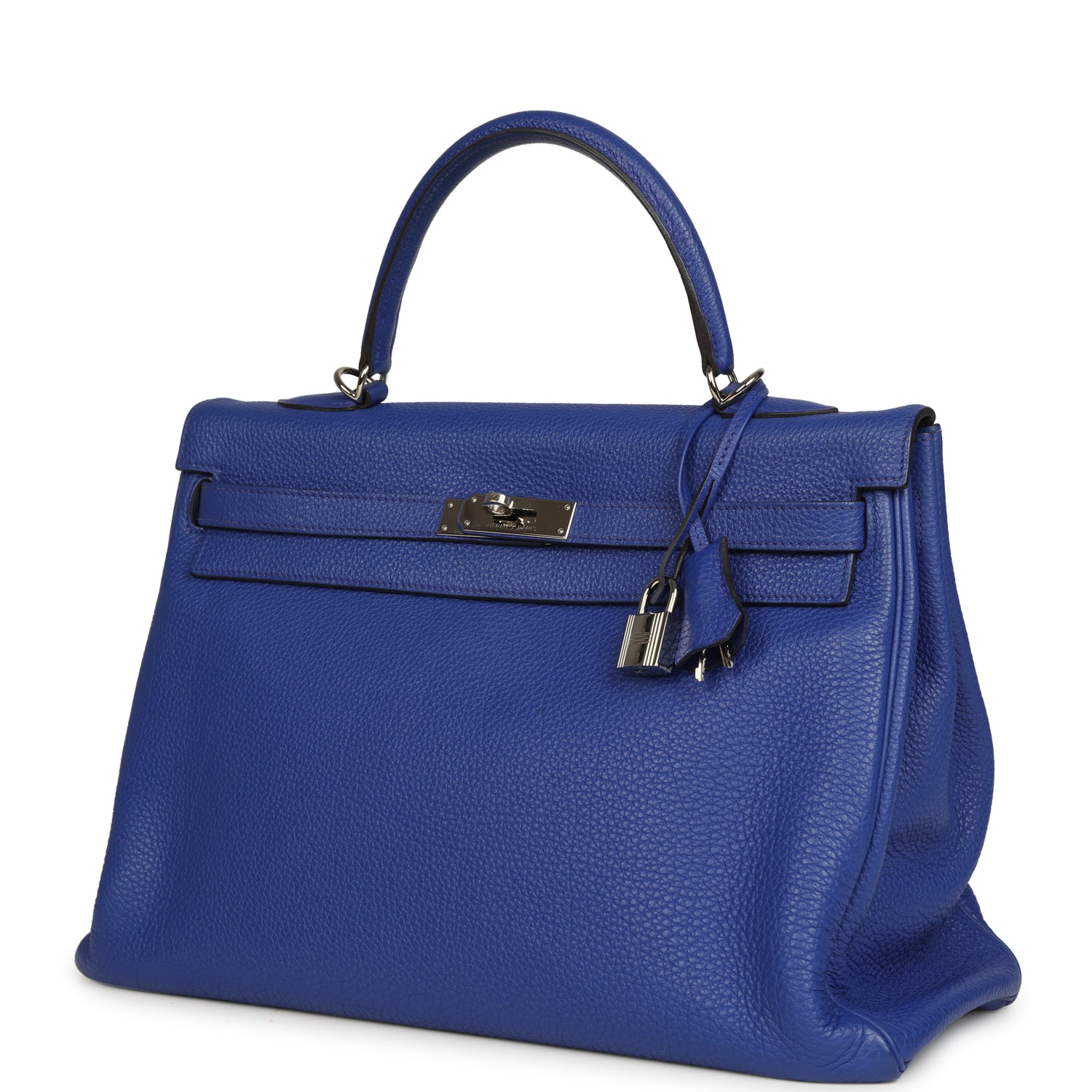 Pre-owned Hermes Kelly Retourne 35 Bleu Electric Togo Palladium Hardware