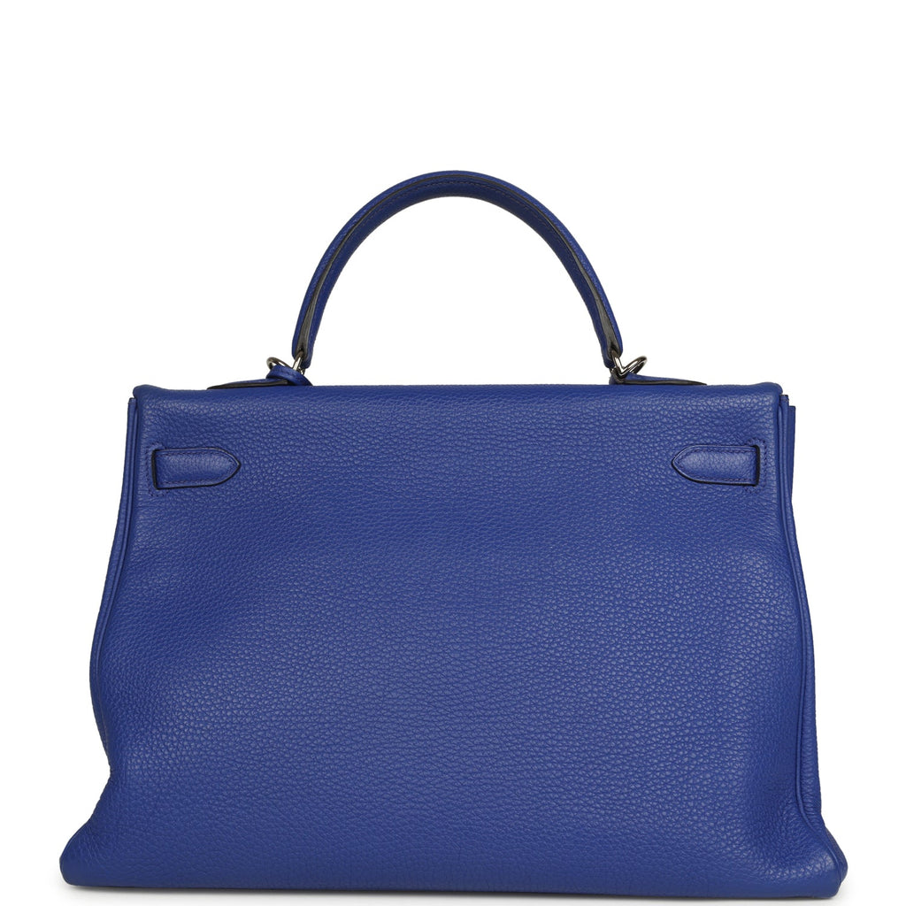 Pre-owned Hermes Kelly Retourne 35 Bleu Electric Togo Palladium Hardware