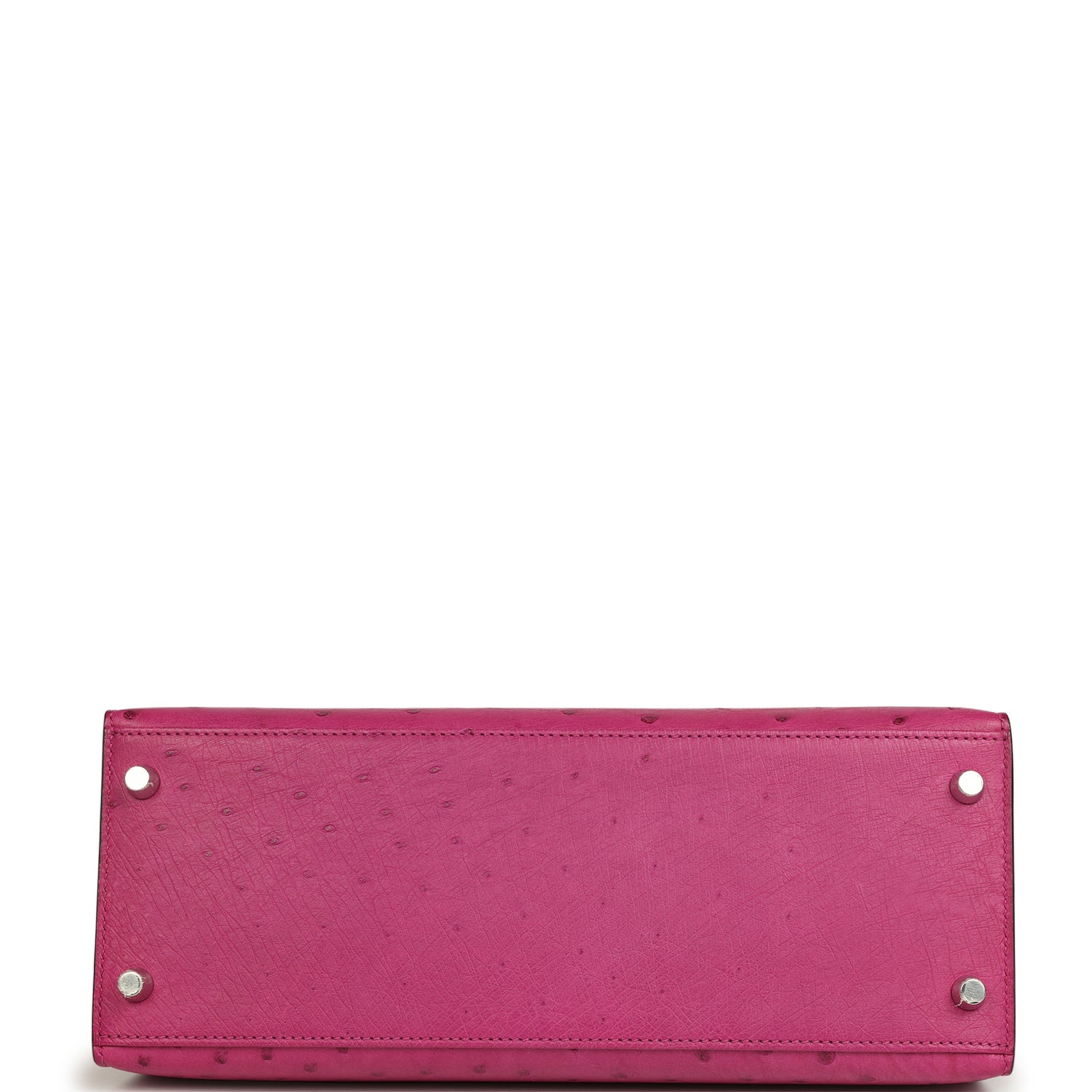 Pre-owned Hermes Kelly Sellier 28 Rose Poupre Ostrich Palladium Hardware