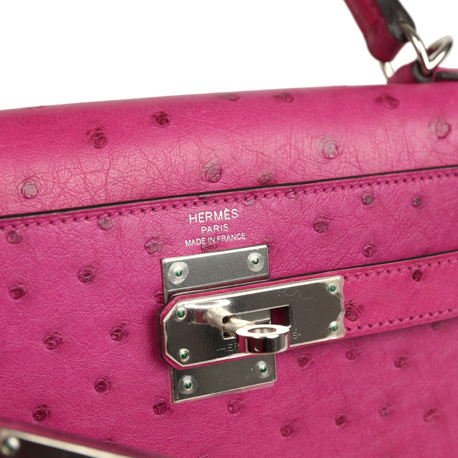 Pre-owned Hermes Kelly Sellier 28 Rose Poupre Ostrich Palladium Hardware
