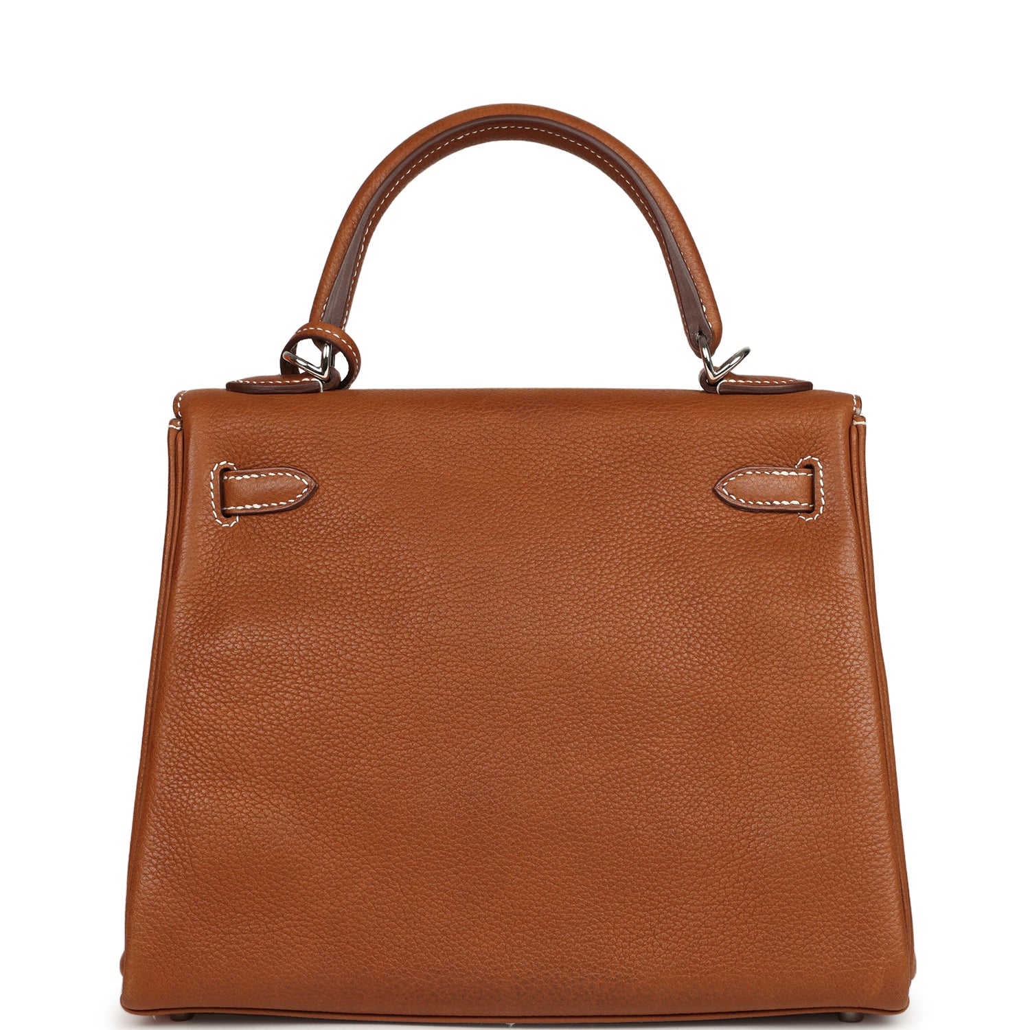 Pre-owned Hermes Kelly Retourne 25 Fauve Barenia Faubourg Palladium Hardware
