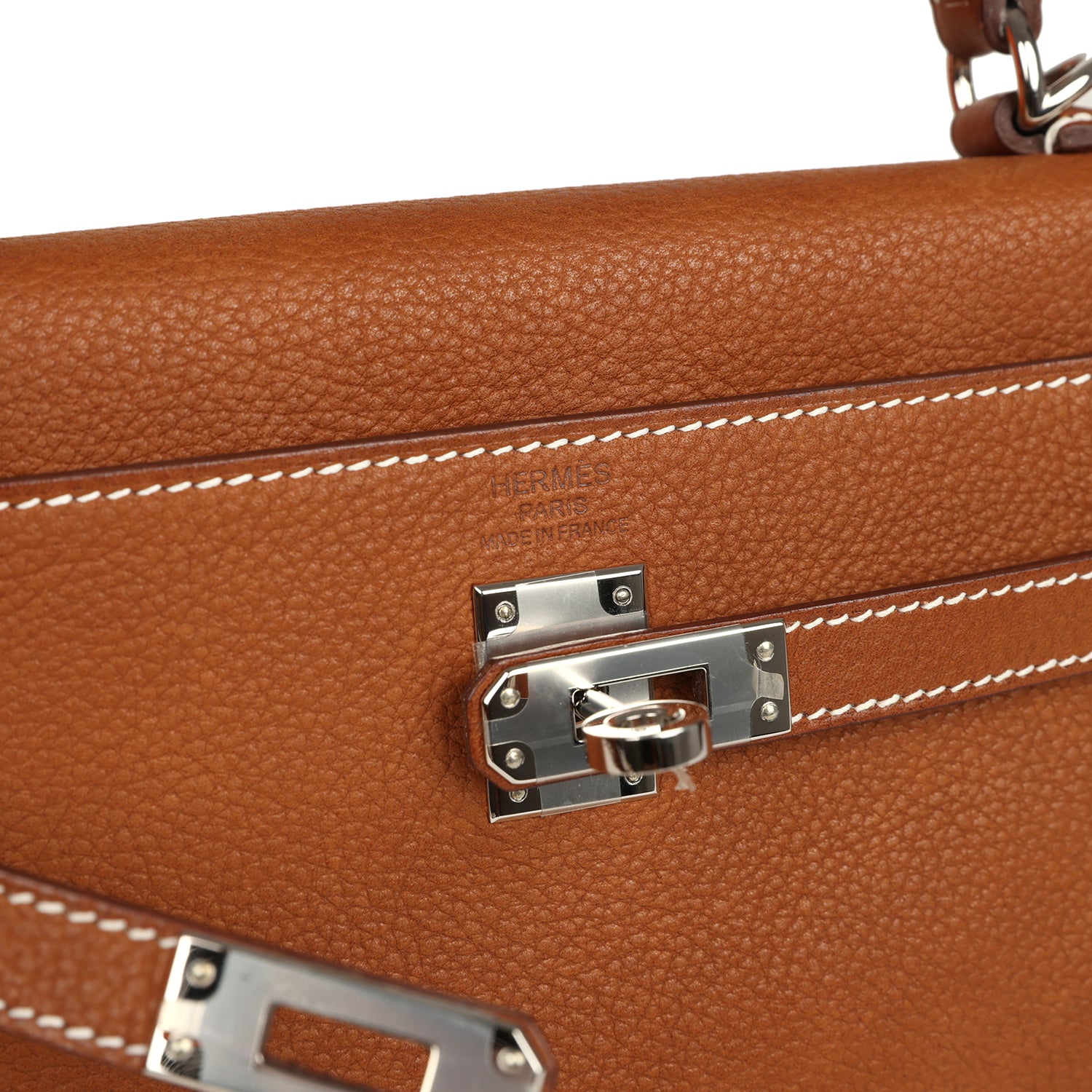 Pre-owned Hermes Kelly Retourne 25 Fauve Barenia Faubourg Palladium Hardware