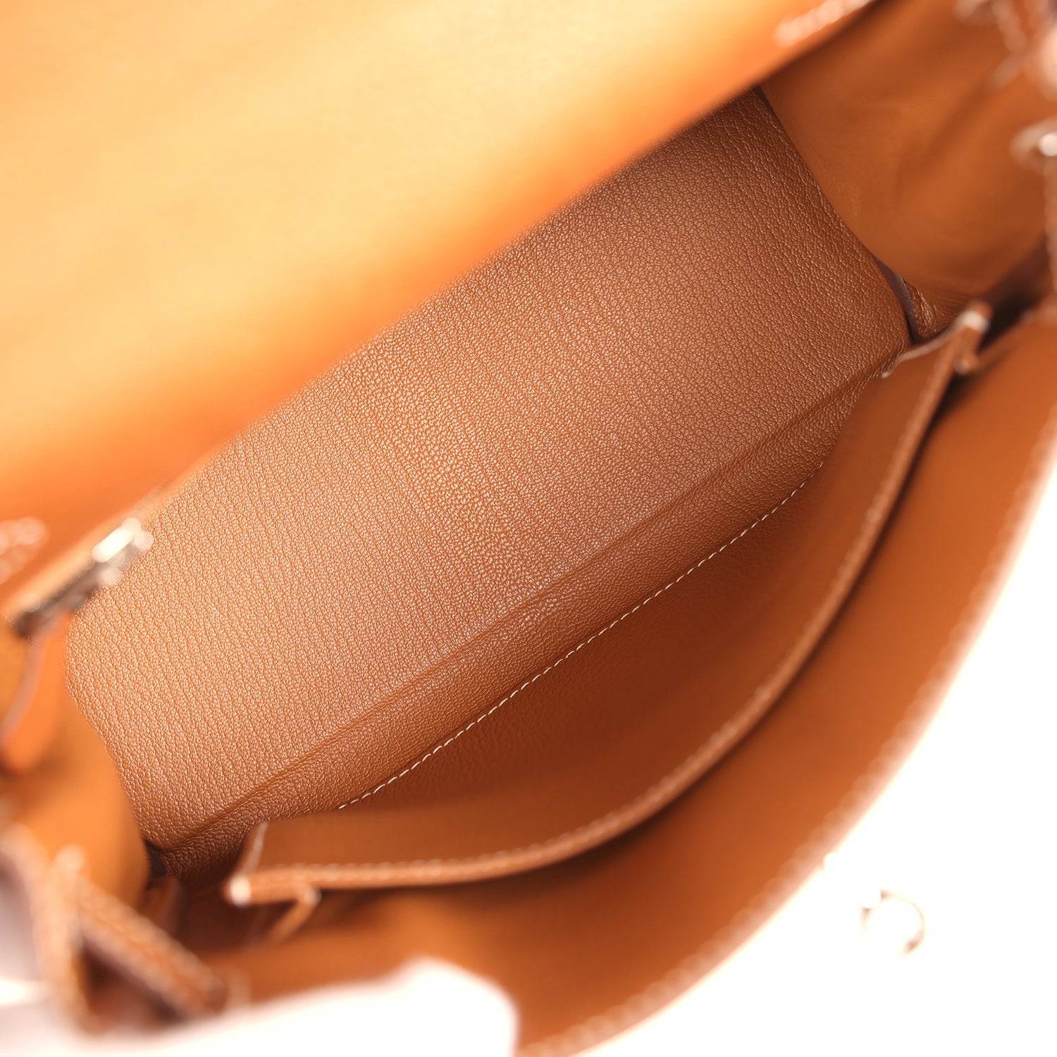 Pre-owned Hermes Kelly Retourne 25 Fauve Barenia Faubourg Palladium Hardware