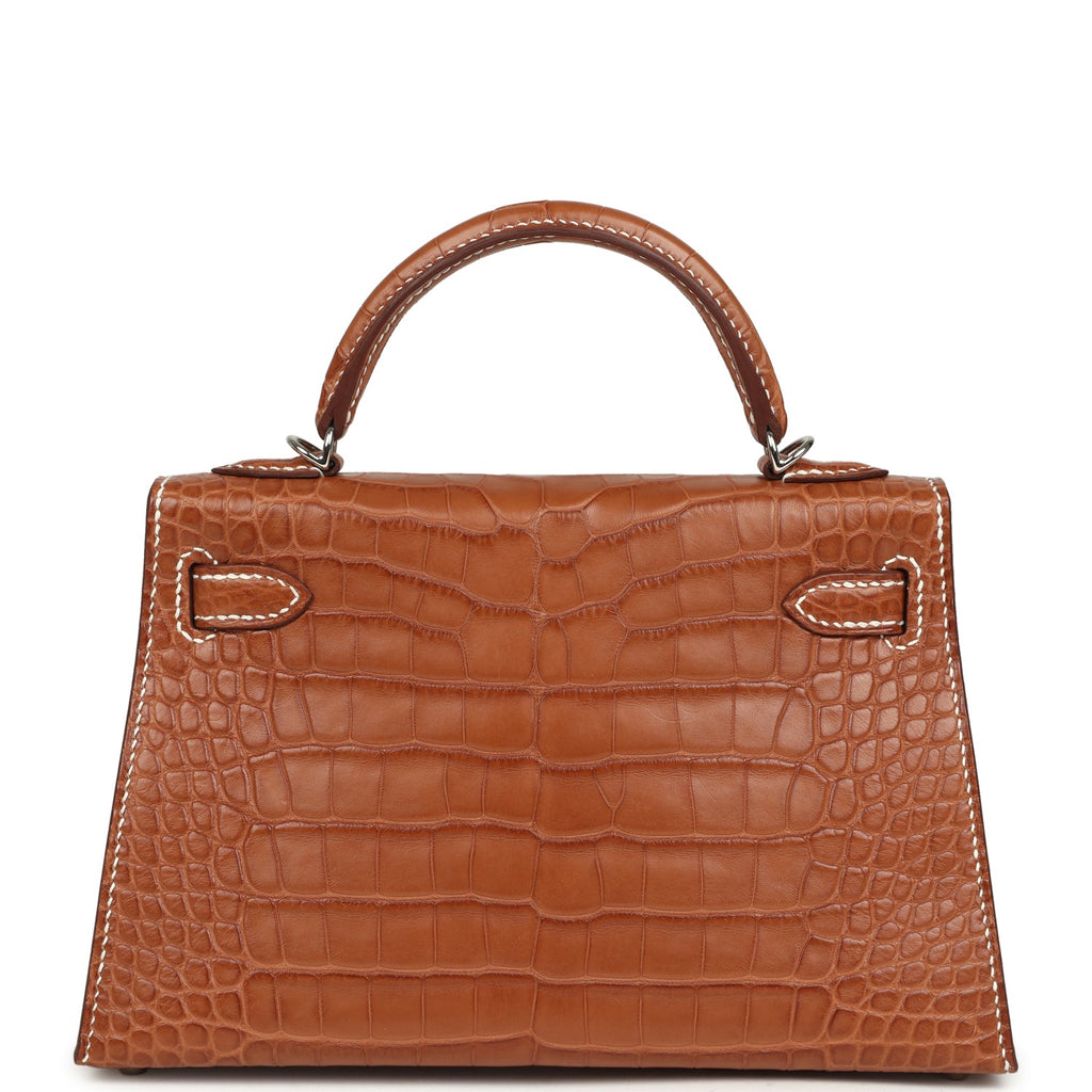 Hermes Special Order (HSS) Kelly Sellier 20 Gold Verso Matte Alligator Palladium Hardware