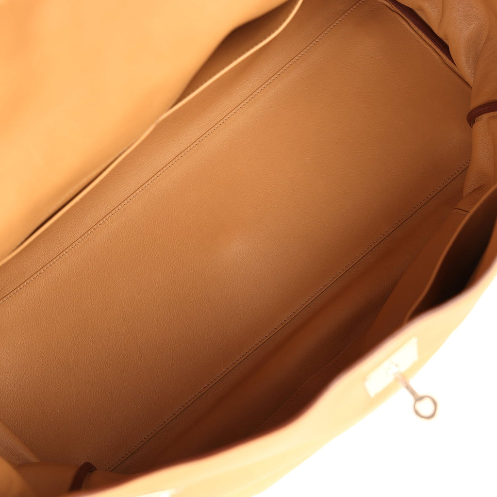 Pre-owned Hermes Kelly Relax 50 Camel Sikkim Palladium Hardware