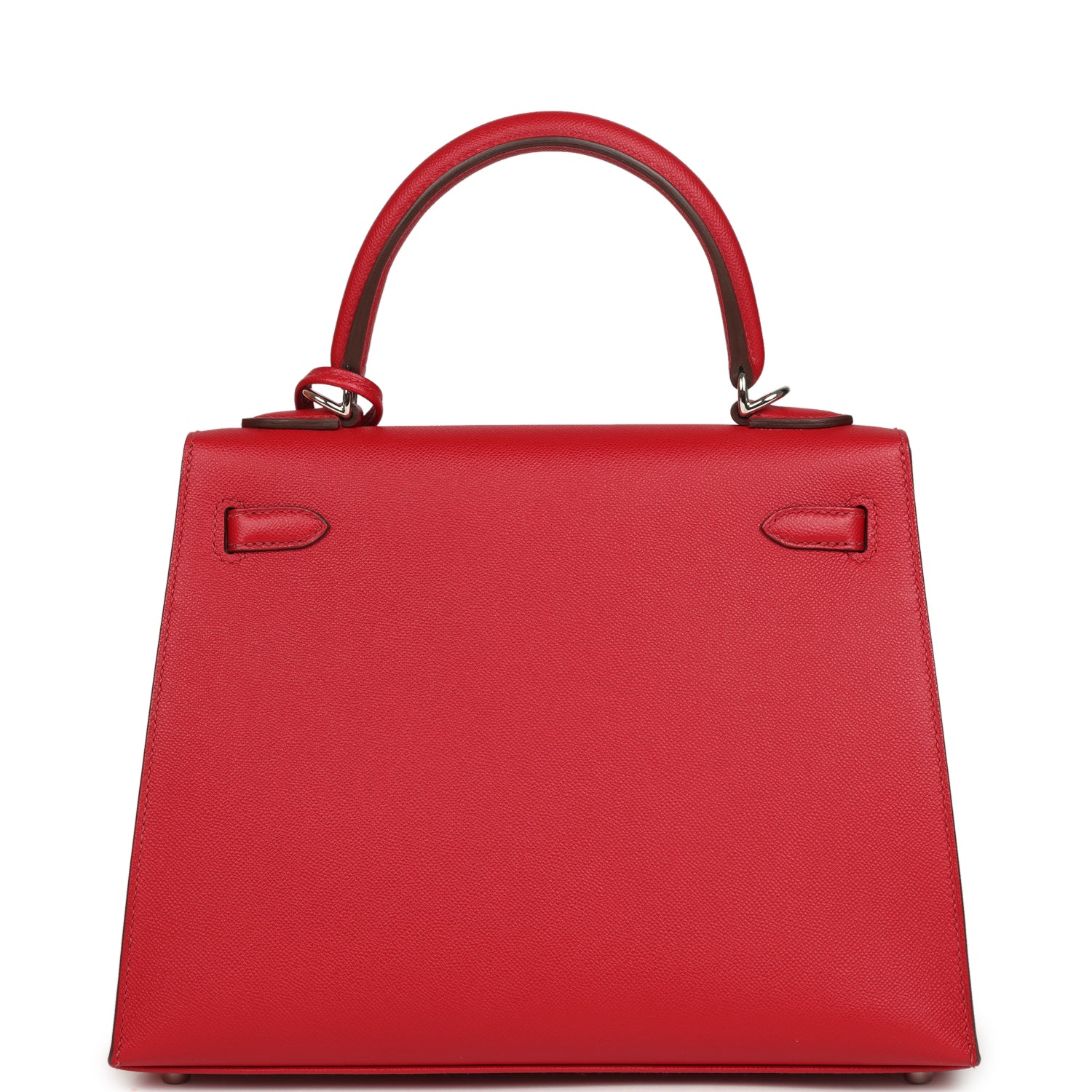 Hermes Kelly Sellier 25 Rouge Piment Verso Madame Palladium Hardware