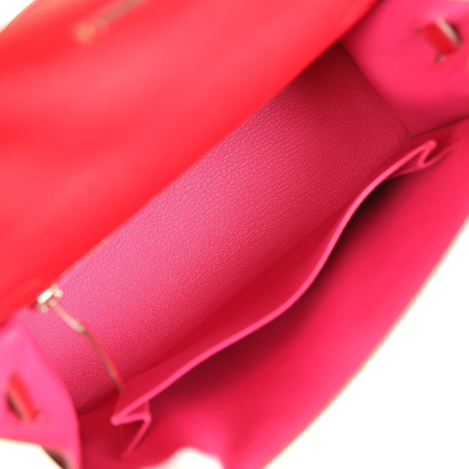 Hermes Kelly Sellier 25 Rouge Piment Verso Madame Palladium Hardware
