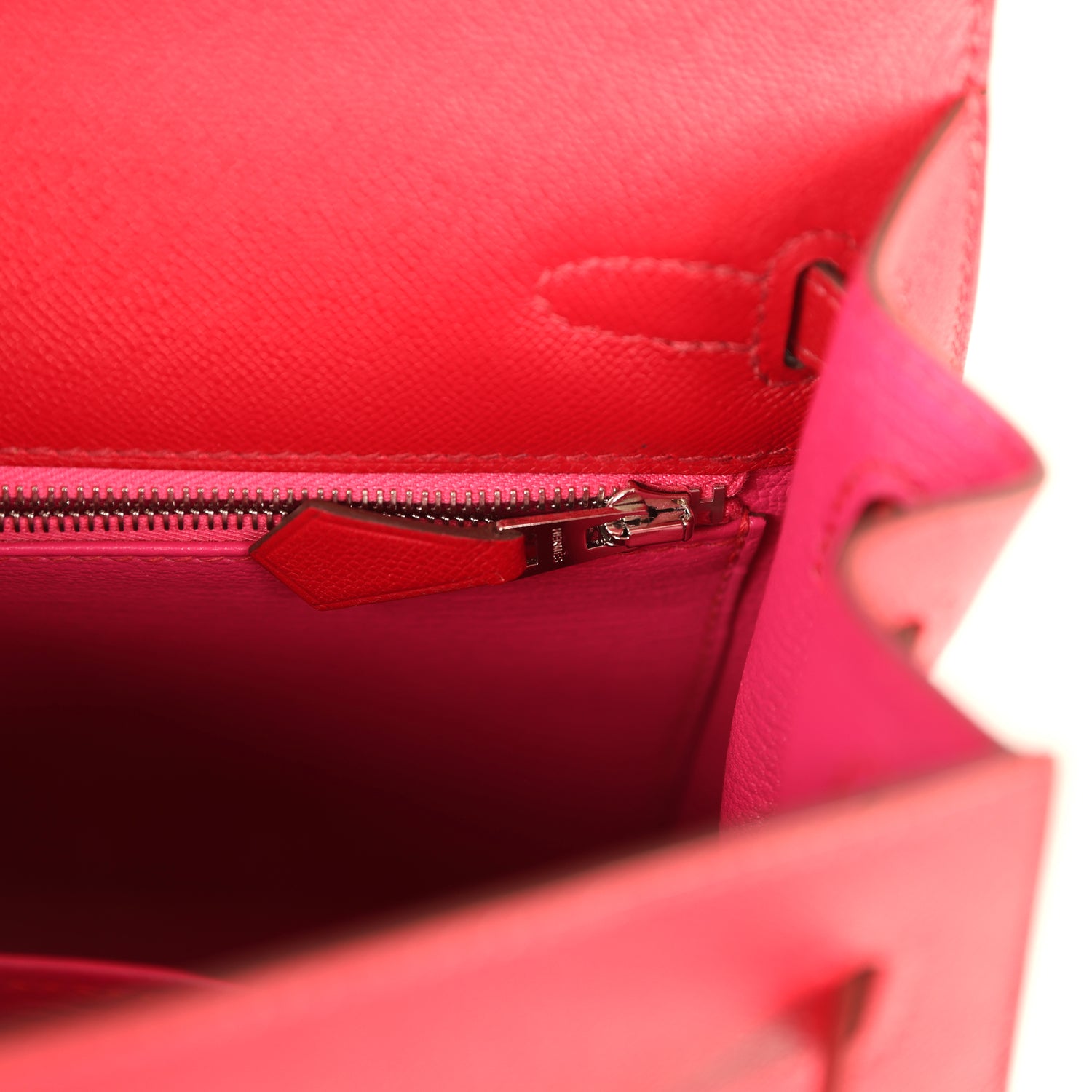 Hermes Kelly Sellier 25 Rouge Piment Verso Madame Palladium Hardware