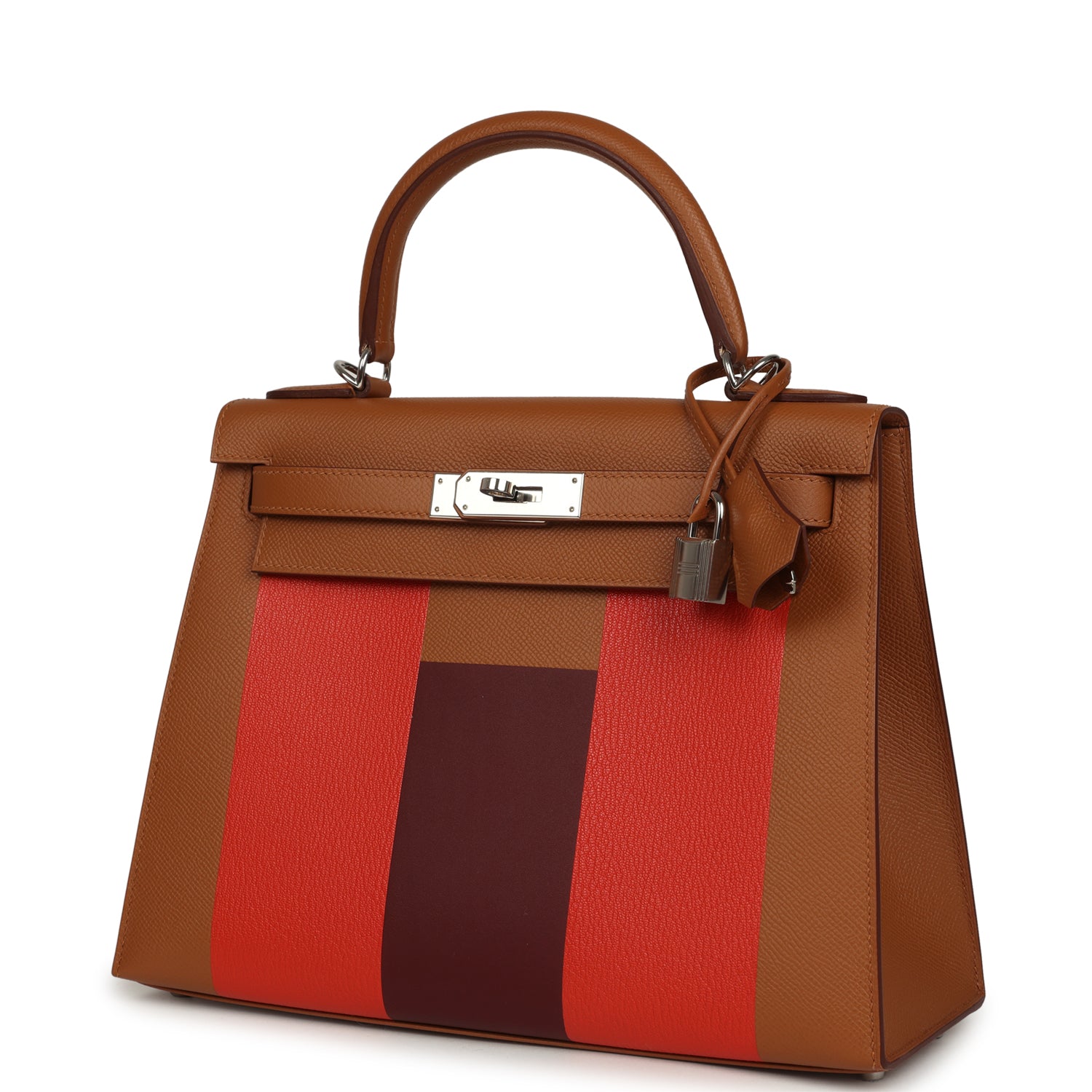 Pre-owned Hermes Kellygraphie Kelly Sellier 28 "Lettre H" Gold Epsom Palladium Hardware