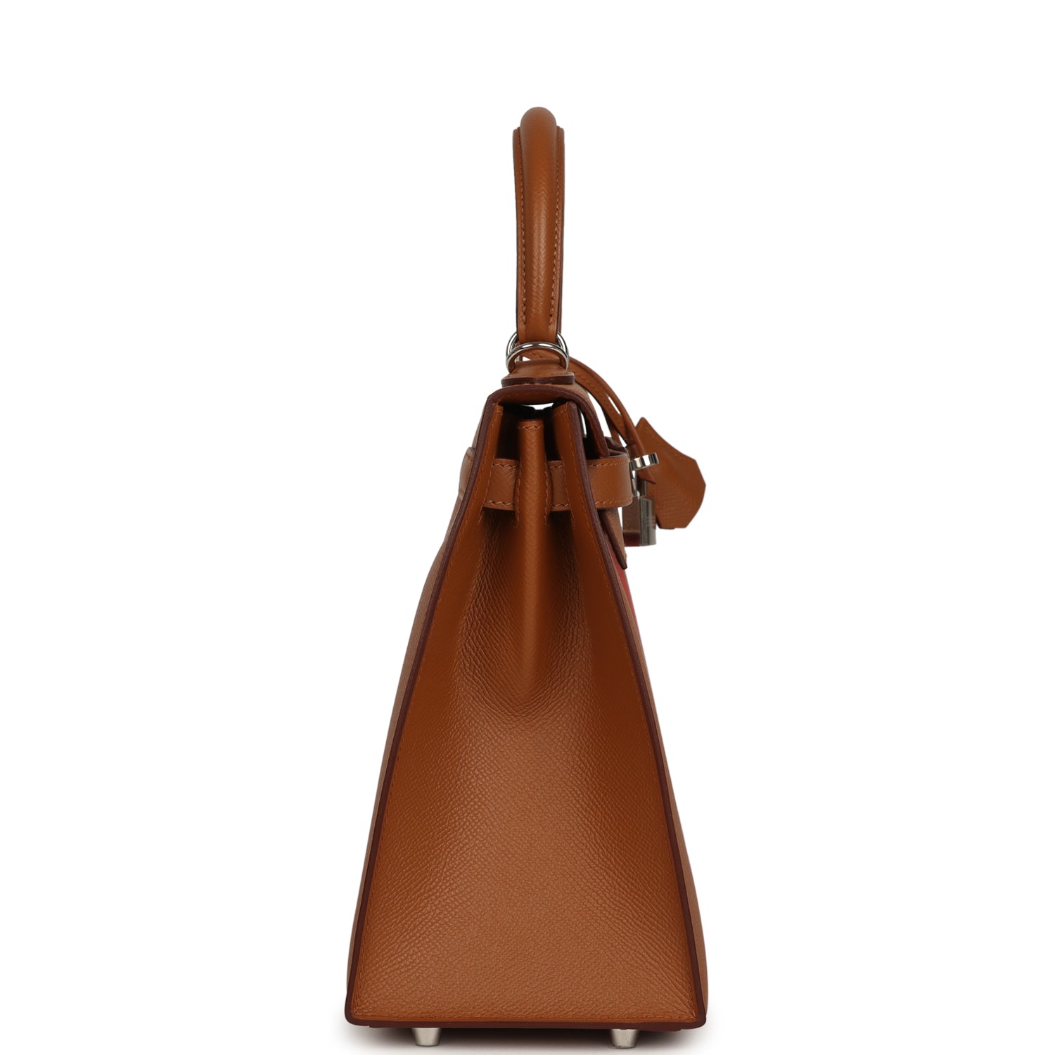 Pre-owned Hermes Kellygraphie Kelly Sellier 28 "Lettre H" Gold Epsom Palladium Hardware