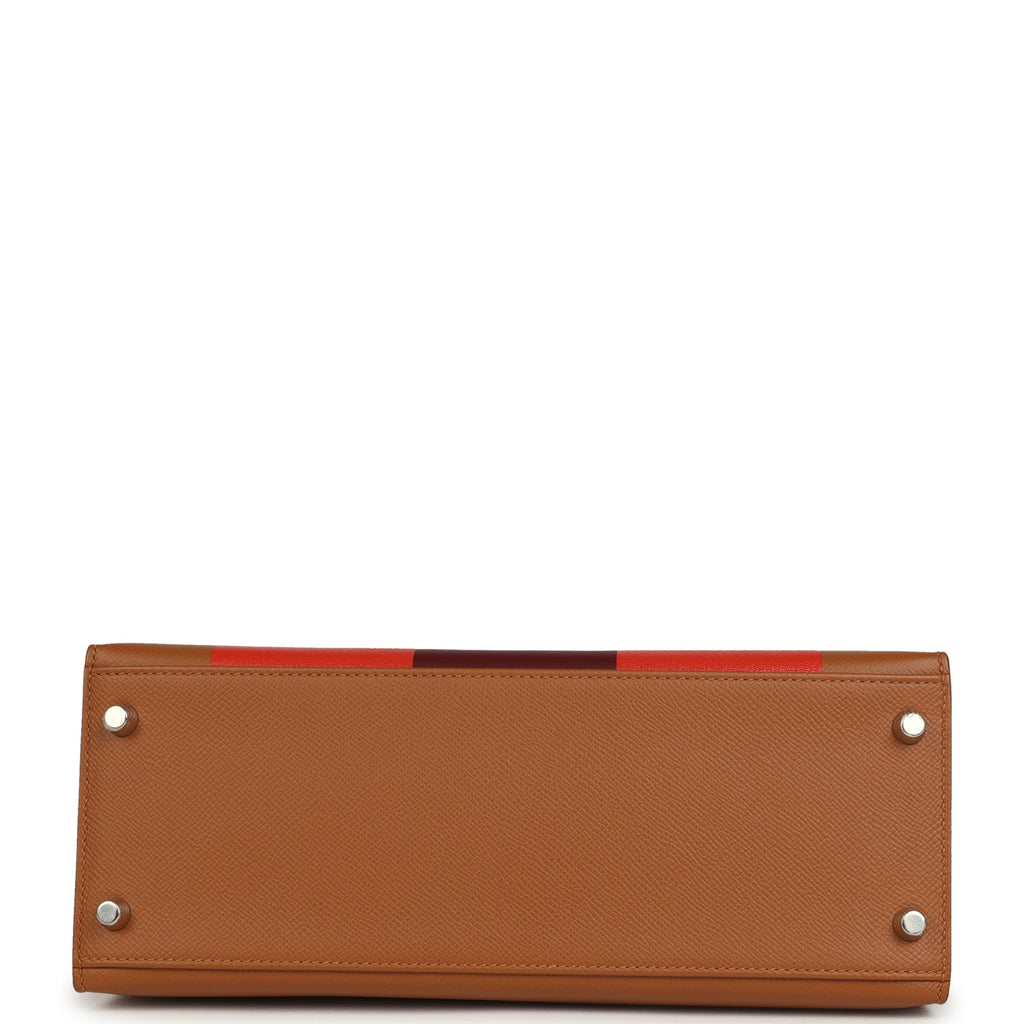 Pre-owned Hermes Kellygraphie Kelly Sellier 28 "Lettre H" Gold Epsom Palladium Hardware