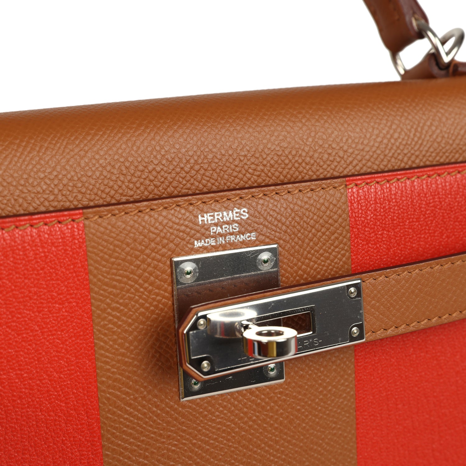 Pre-owned Hermes Kellygraphie Kelly Sellier 28 "Lettre H" Gold Epsom Palladium Hardware