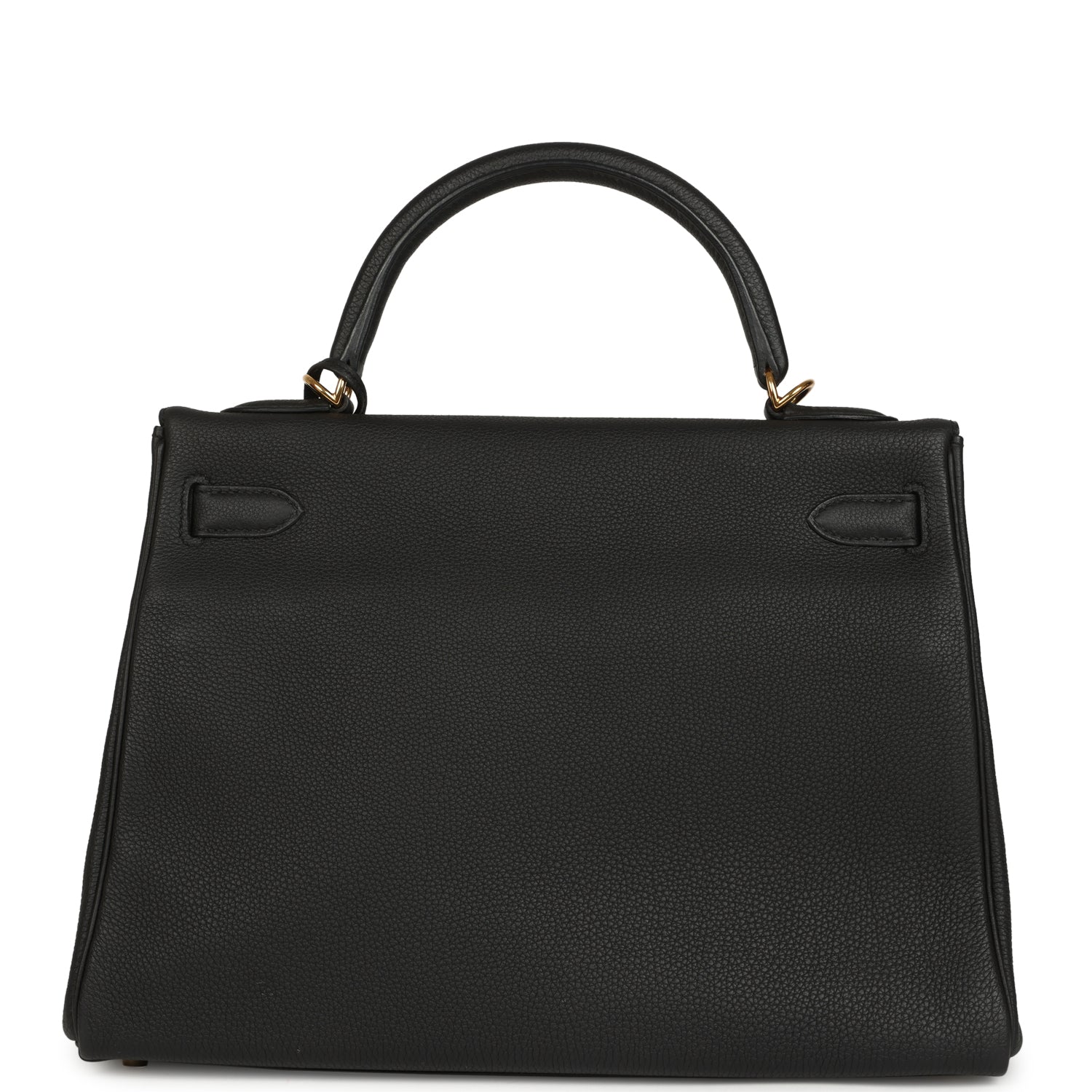 Pre-owned Hermes Kelly Retourne 32 Black Togo Gold Hardware