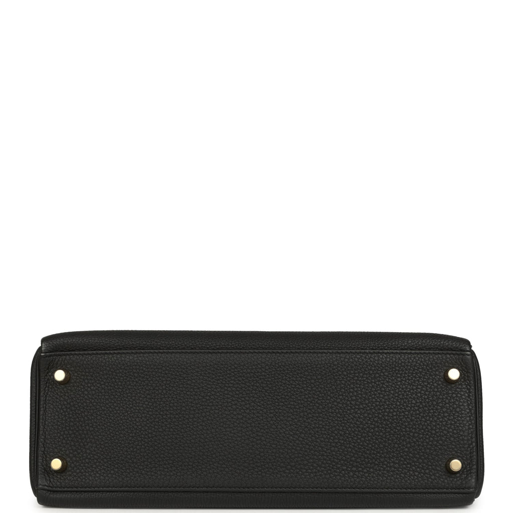Pre-owned Hermes Kelly Retourne 32 Black Togo Gold Hardware
