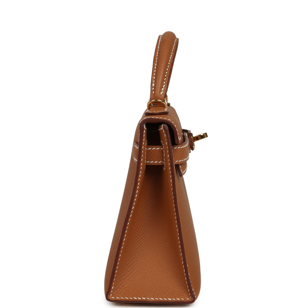 Pre-owned Hermes Kelly Sellier 20 Gold Epsom Gold Hardware