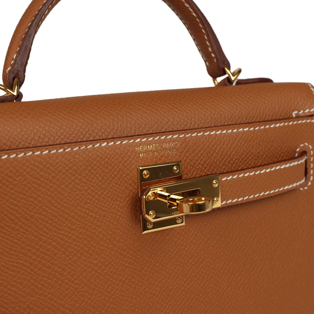 Pre-owned Hermes Kelly Sellier 20 Gold Epsom Gold Hardware