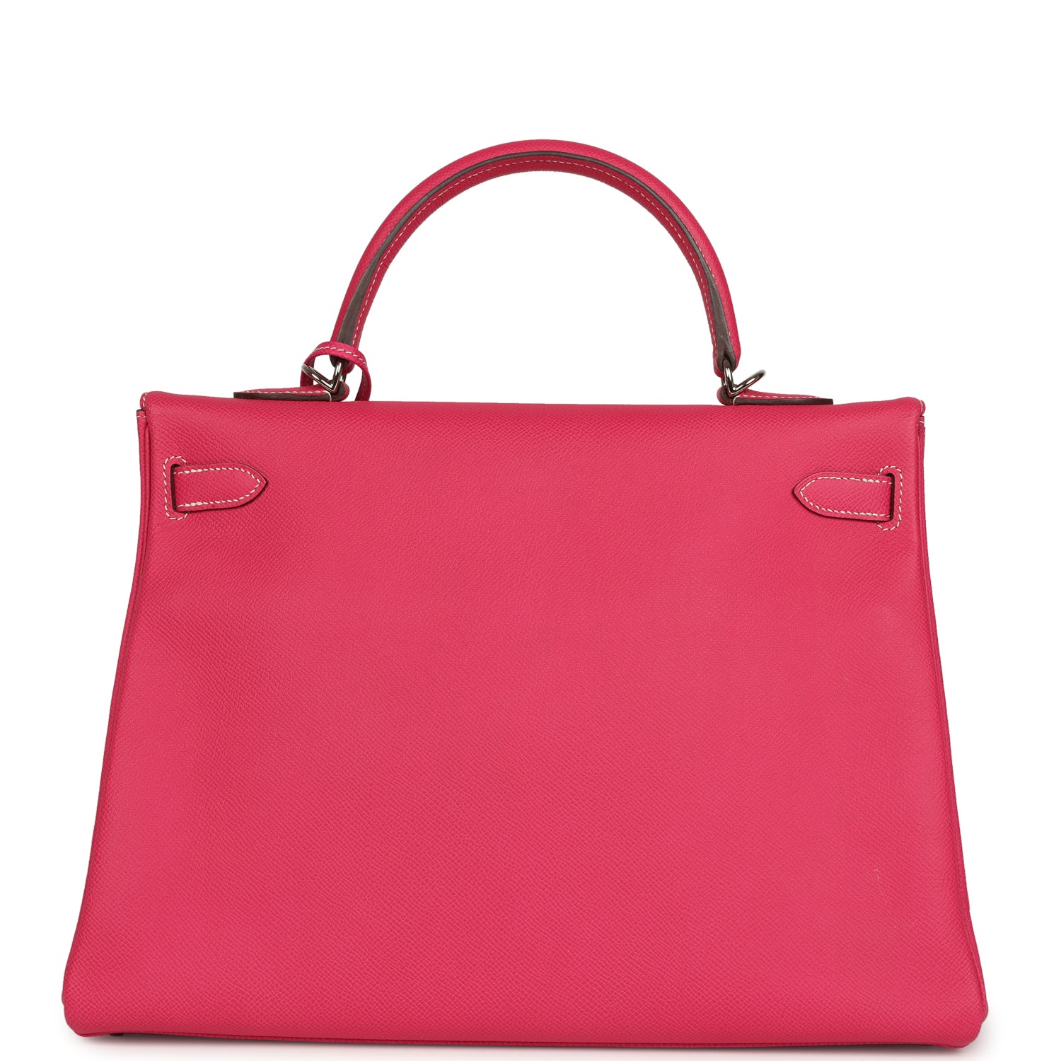 Pre-owned Hermes Candy Kelly Retourne 35 Rose Tyrien Epsom Palladium Hardware