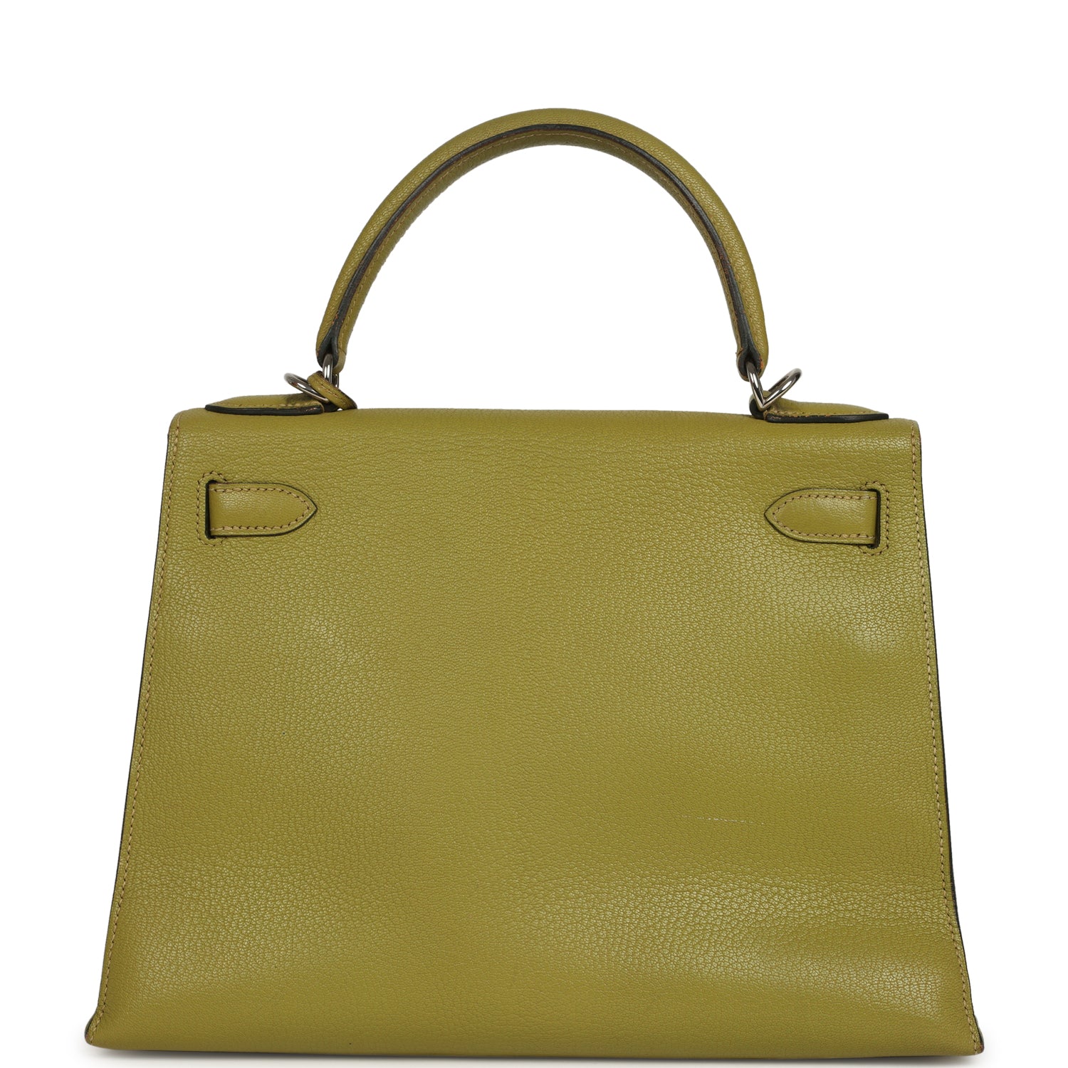 Vintage Hermes Kelly Sellier 28 Vert Chartreuse Chevre Mysore Palladium Hardware