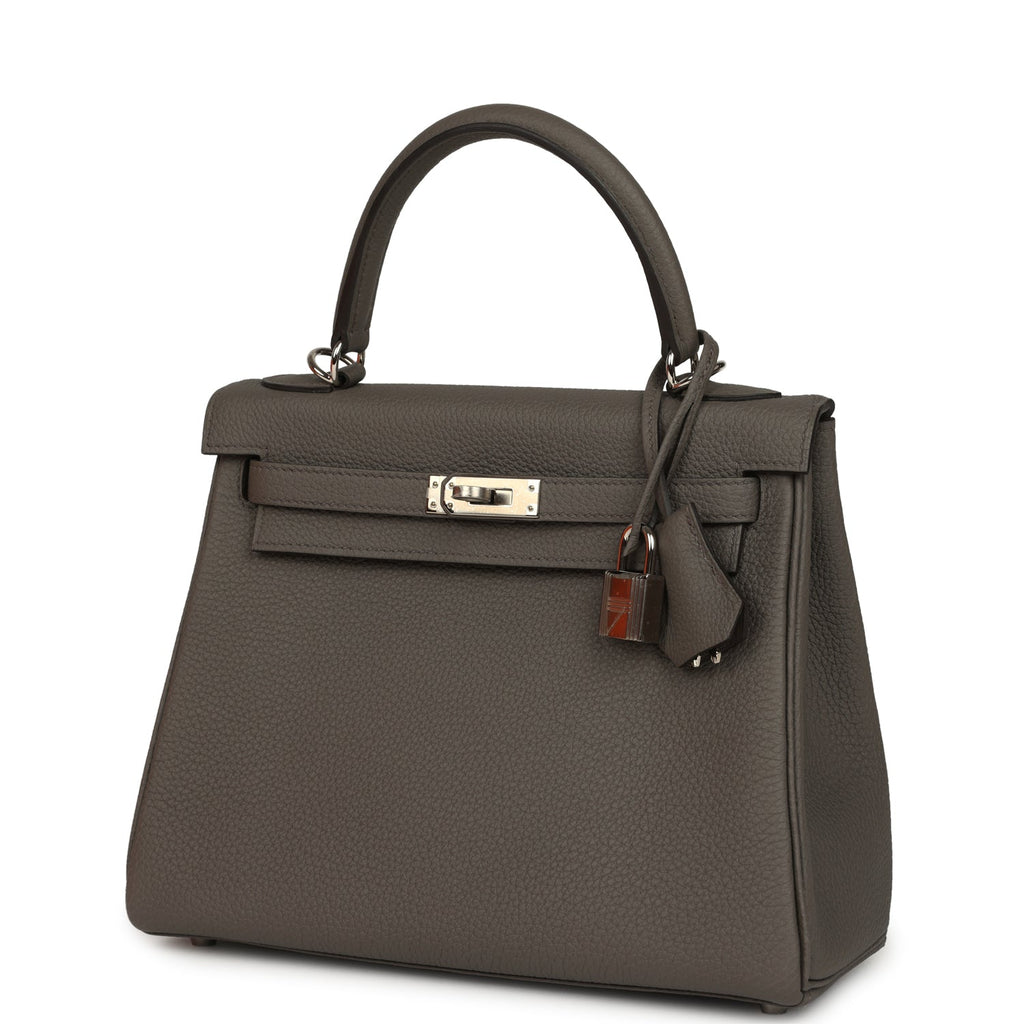 Hermes Kelly Retourne 25 Etain Togo Palladium Hardware