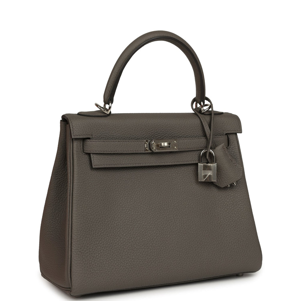 Hermes Kelly Retourne 25 Etain Togo Palladium Hardware