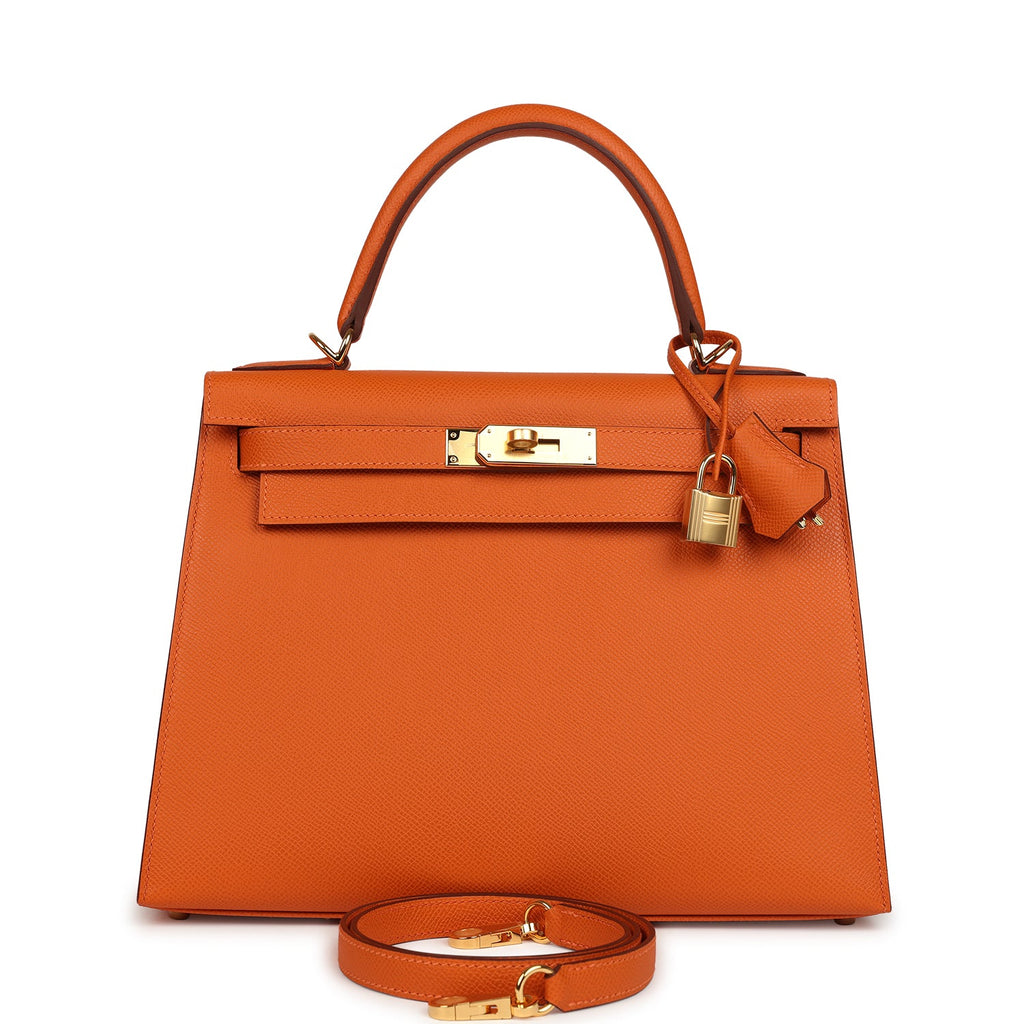 Hermes Kelly Sellier 28 Orange Epsom Gold Hardware