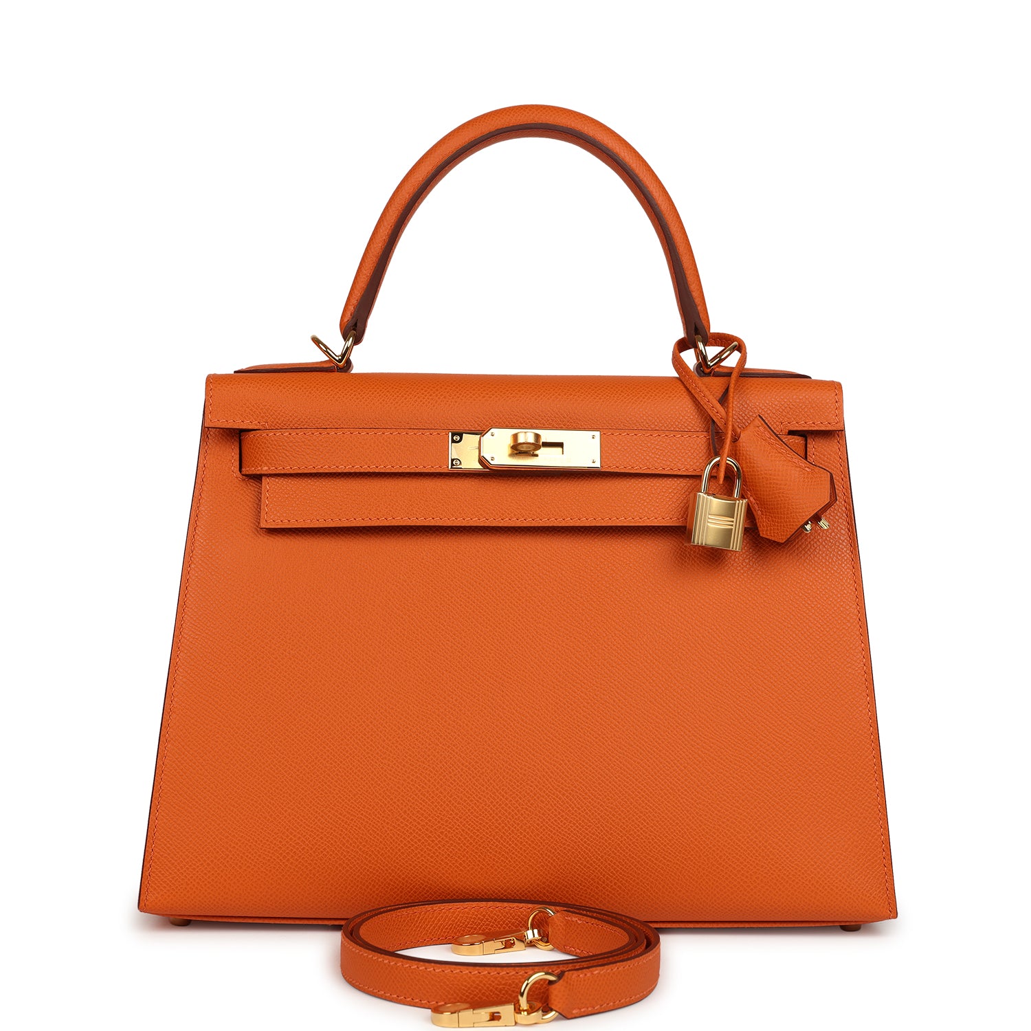 Hermes Kelly Sellier 28 Orange Epsom Gold Hardware