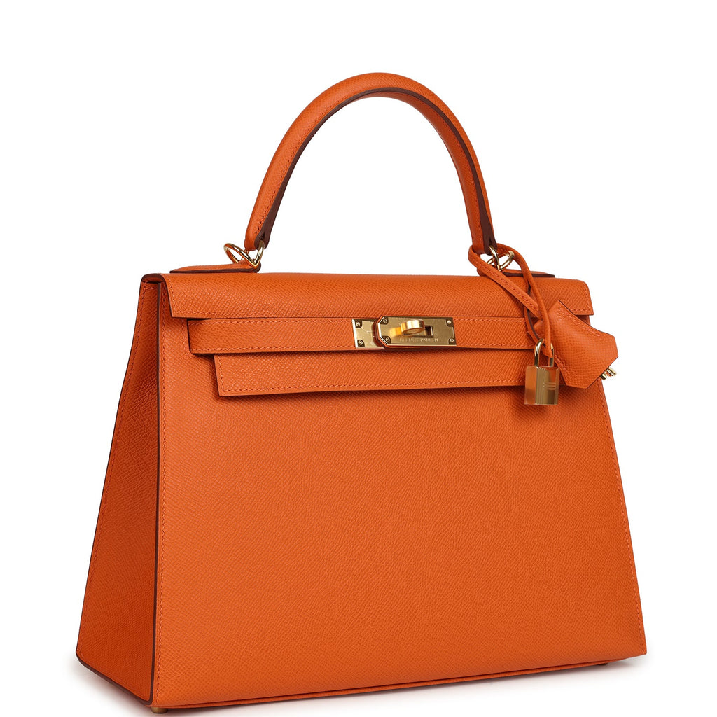 Hermes Kelly Sellier 28 Orange Epsom Gold Hardware