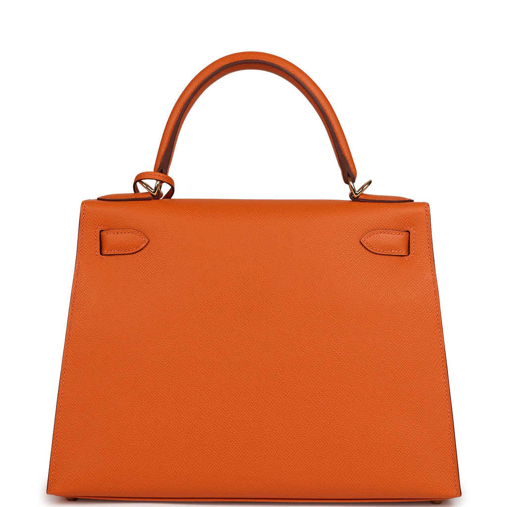 Hermes Kelly Sellier 28 Orange Epsom Gold Hardware