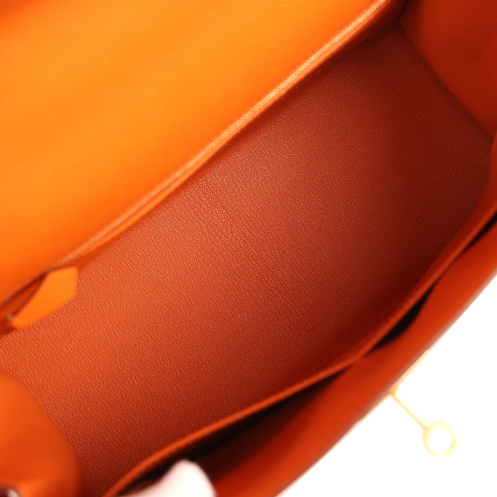 Hermes Kelly Sellier 28 Orange Epsom Gold Hardware