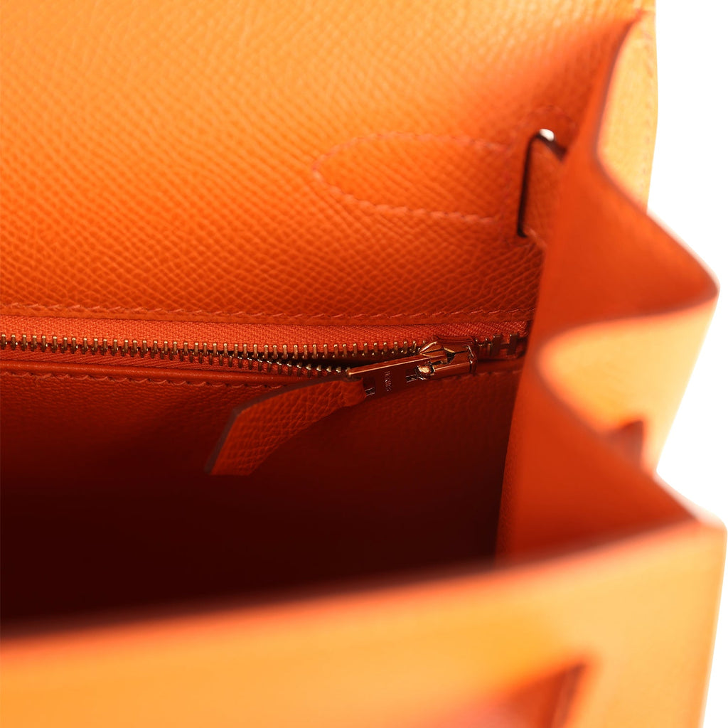 Hermes Kelly Sellier 28 Orange Epsom Gold Hardware
