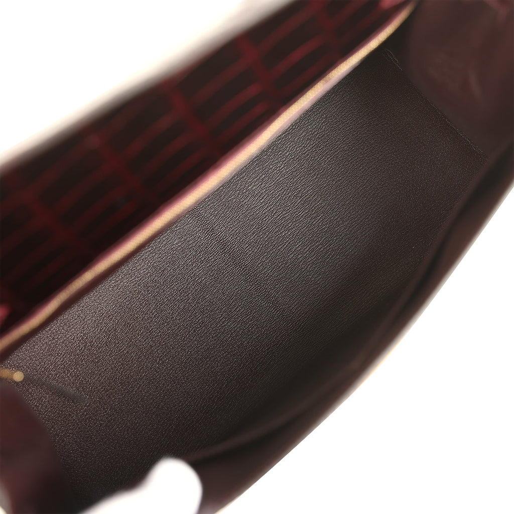 Pre-owned Hermes Kelly Sellier 32 Bordeaux Shiny Niloticus Crocodile Gold Hardware