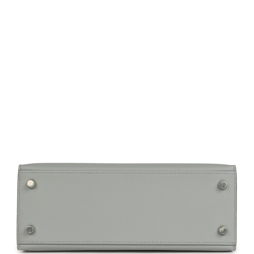 Hermes Special Order (HSS) Kelly Sellier 25 Bleu Glacier and Craie Epsom Palladium Hardware