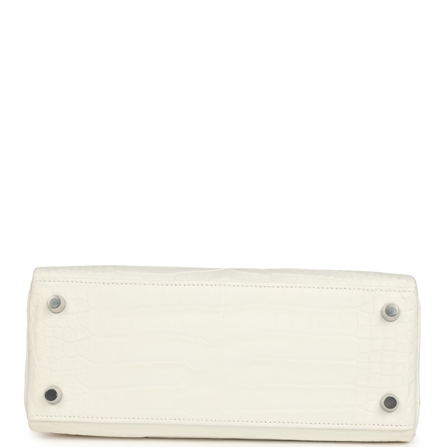 Hermes Kelly Retourne 25 Creme Chantilly Matte Crocodile Palladium Hardware