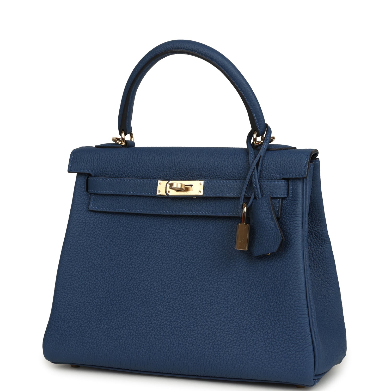 Hermes Kelly Retourne 25 Bleu Tie Togo Permabrass Hardware
