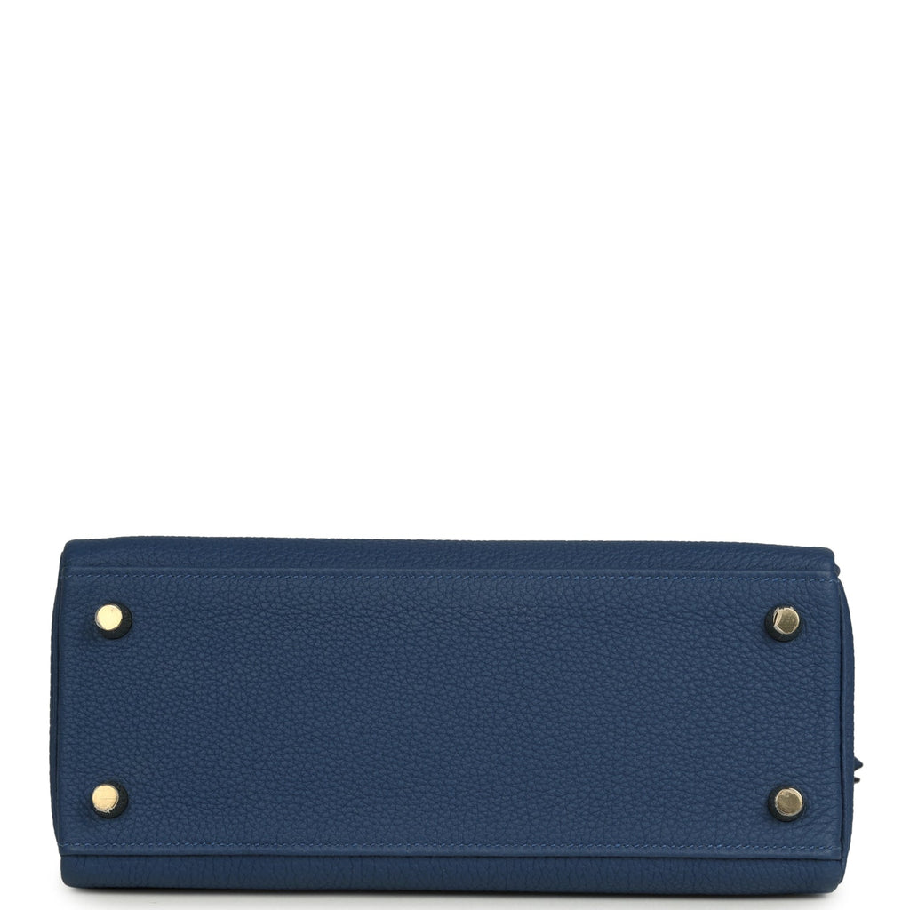 Hermes Kelly Retourne 25 Bleu Tie Togo Permabrass Hardware